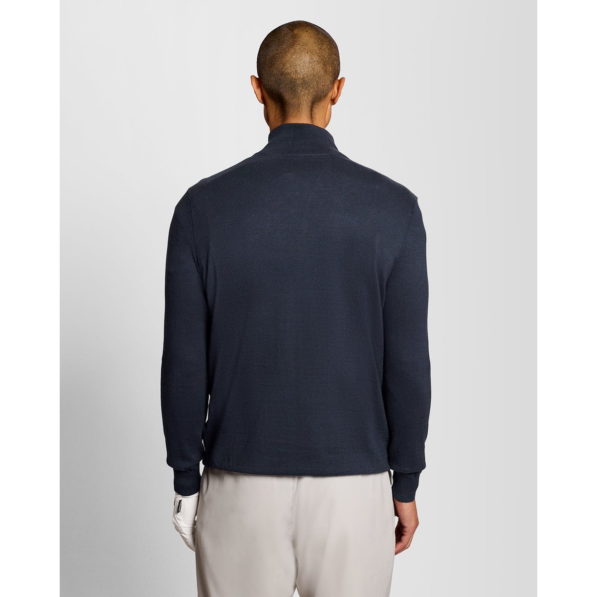 Pull camionneur à liserés zippé bleu foncé marine, LYLE & SCOTT