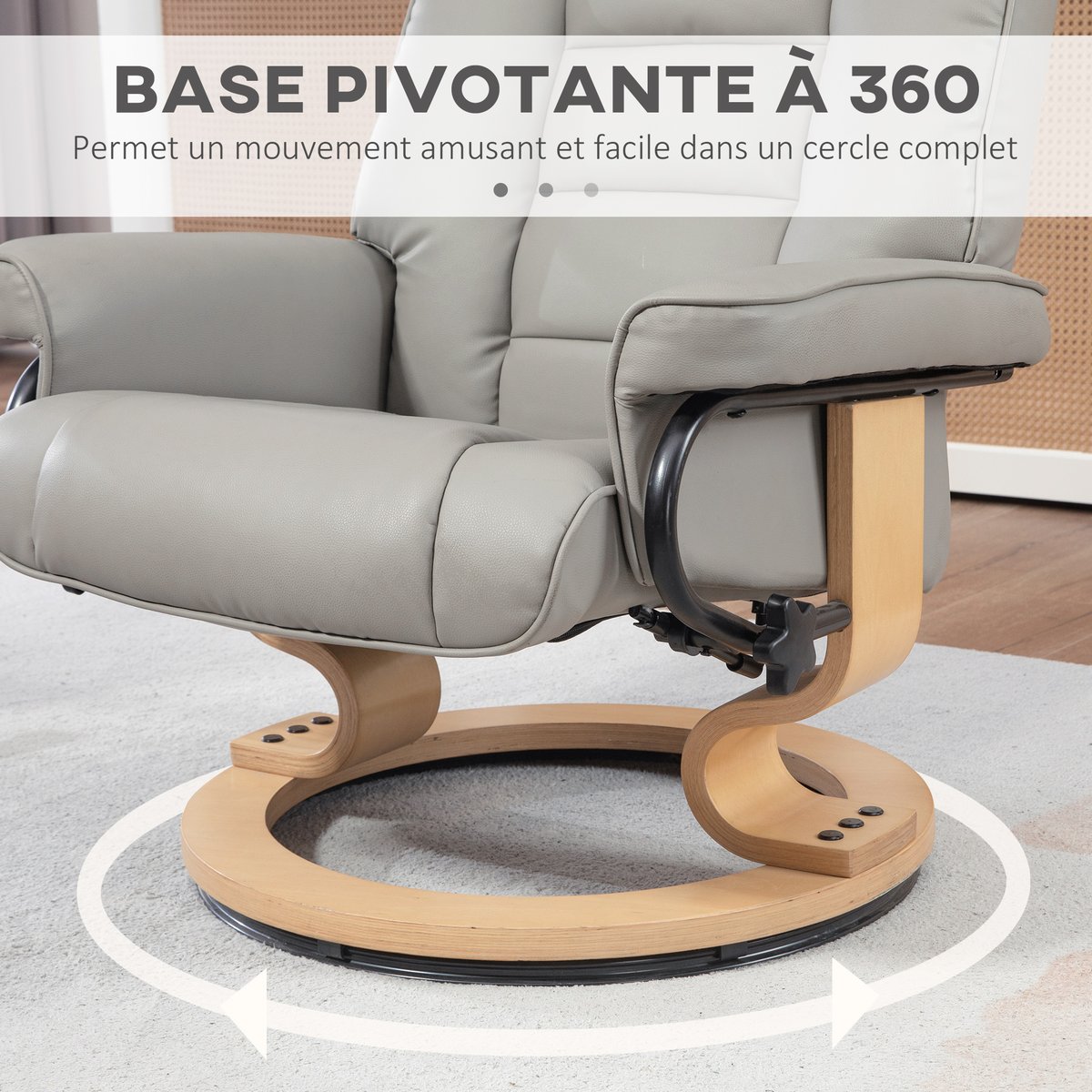 Fauteuil inclinable avec repose-pieds gris, HOMCOM