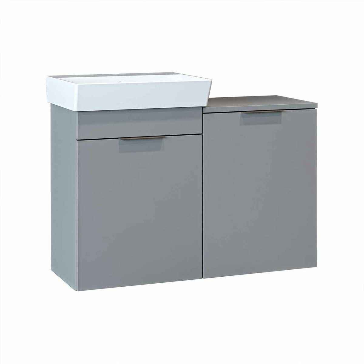 Vasque suspendue + meuble panier à linge NESSA gris, PIER IMPORT