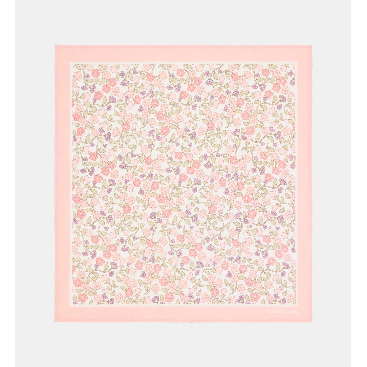 Foulard tandana motif floral en coton bio rose multicolore, CADET ROUSSELLE