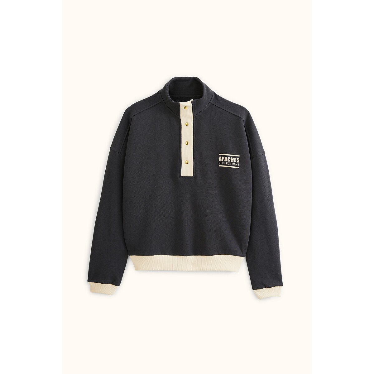 Sweat com gola subida com fecho, LUZY cinzento escuro, APACHES COLLECTIONS