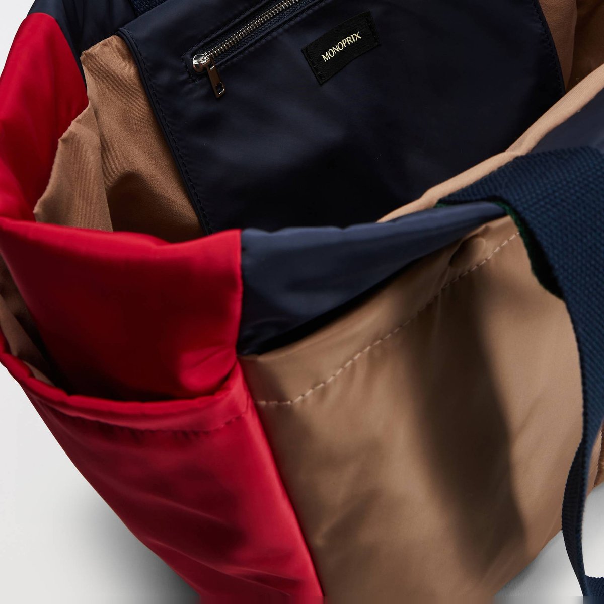 Cabas en toile tricolore gabardine, MONOPRIX