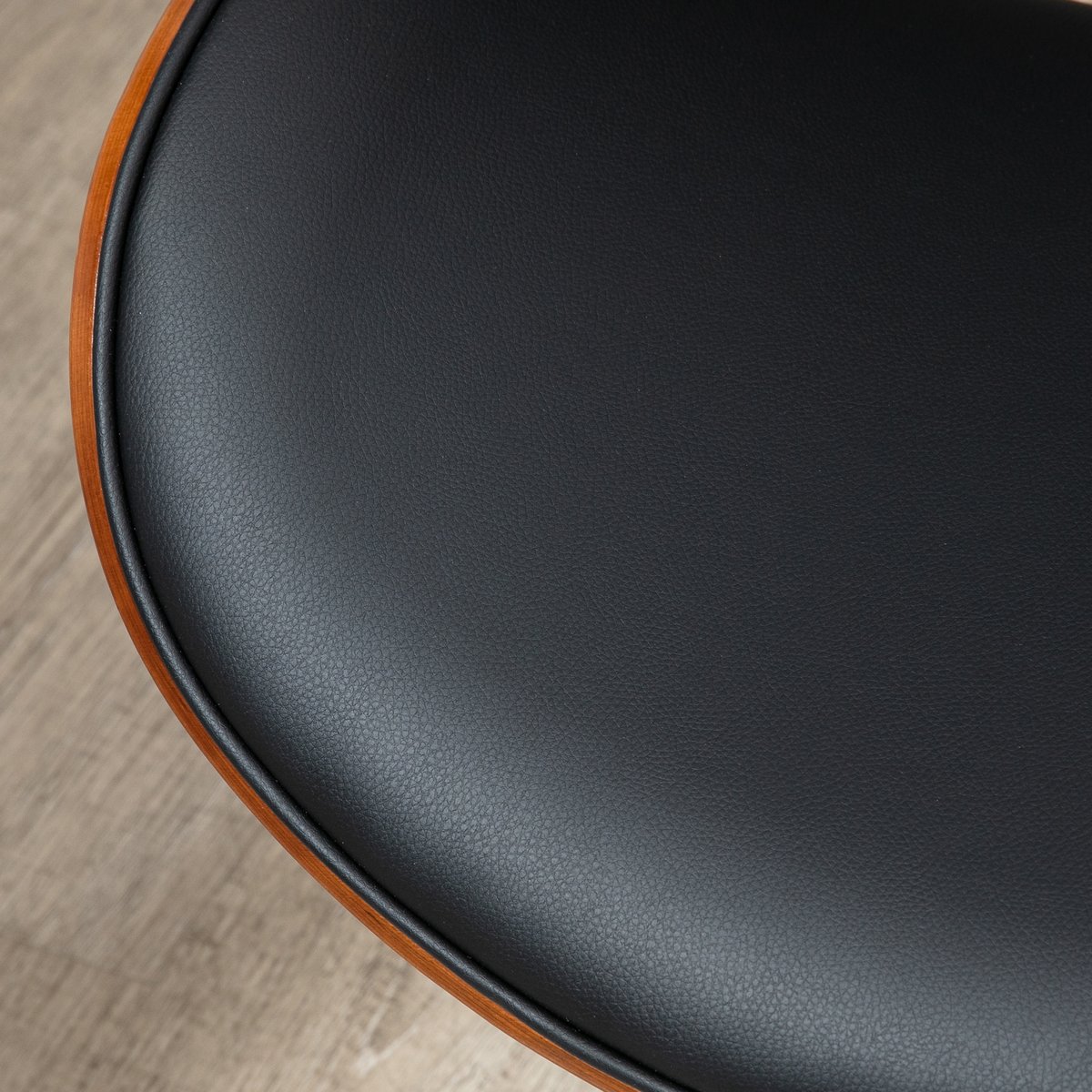 Chaise de bureau Revêtement synthétique PU noir et bois, HOMCOM