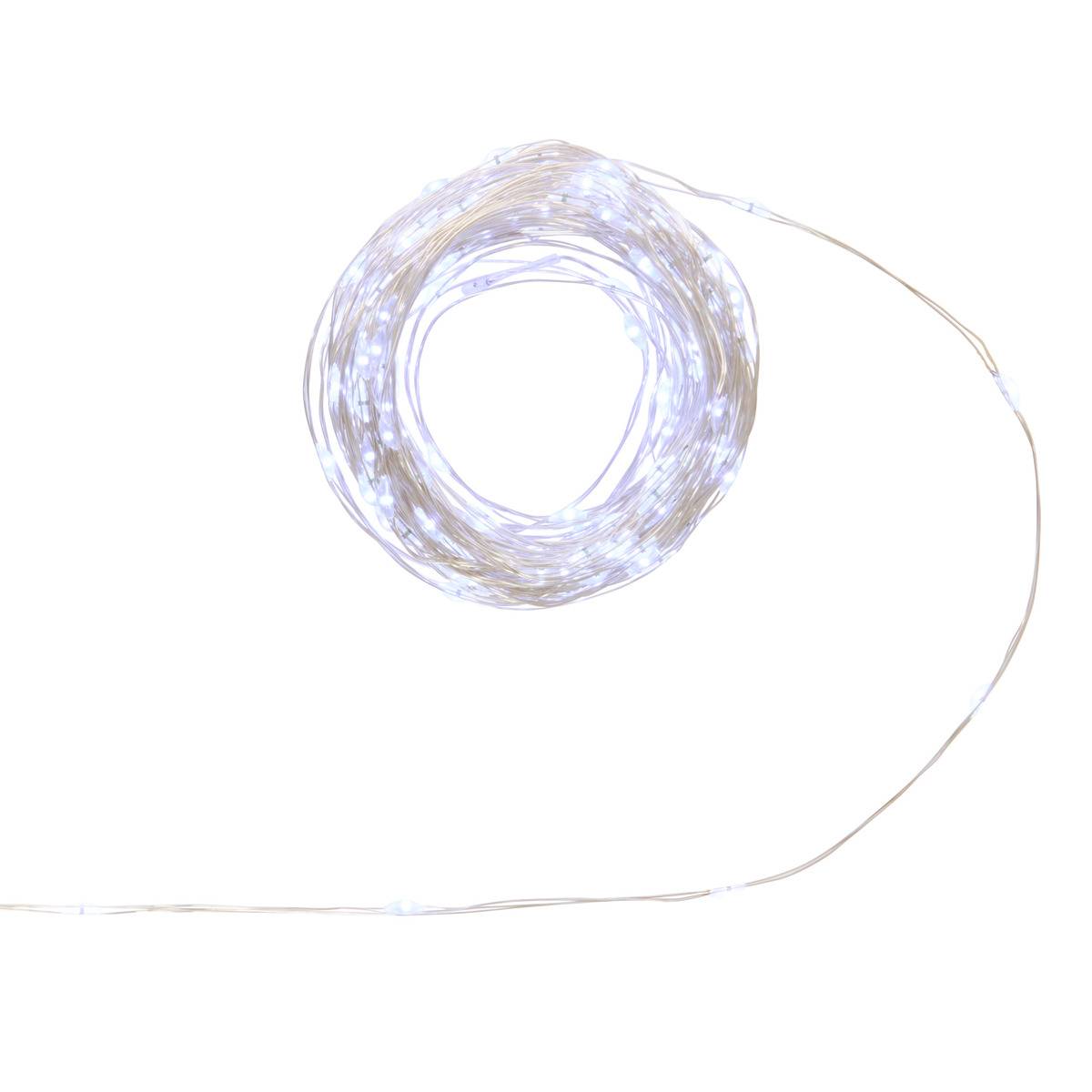 Guirlande lumineuse d'extérieur 15 m 300 LED multicolore fil cuivre 8 fonctions solaire blanc froid, ATMOSPHERA
