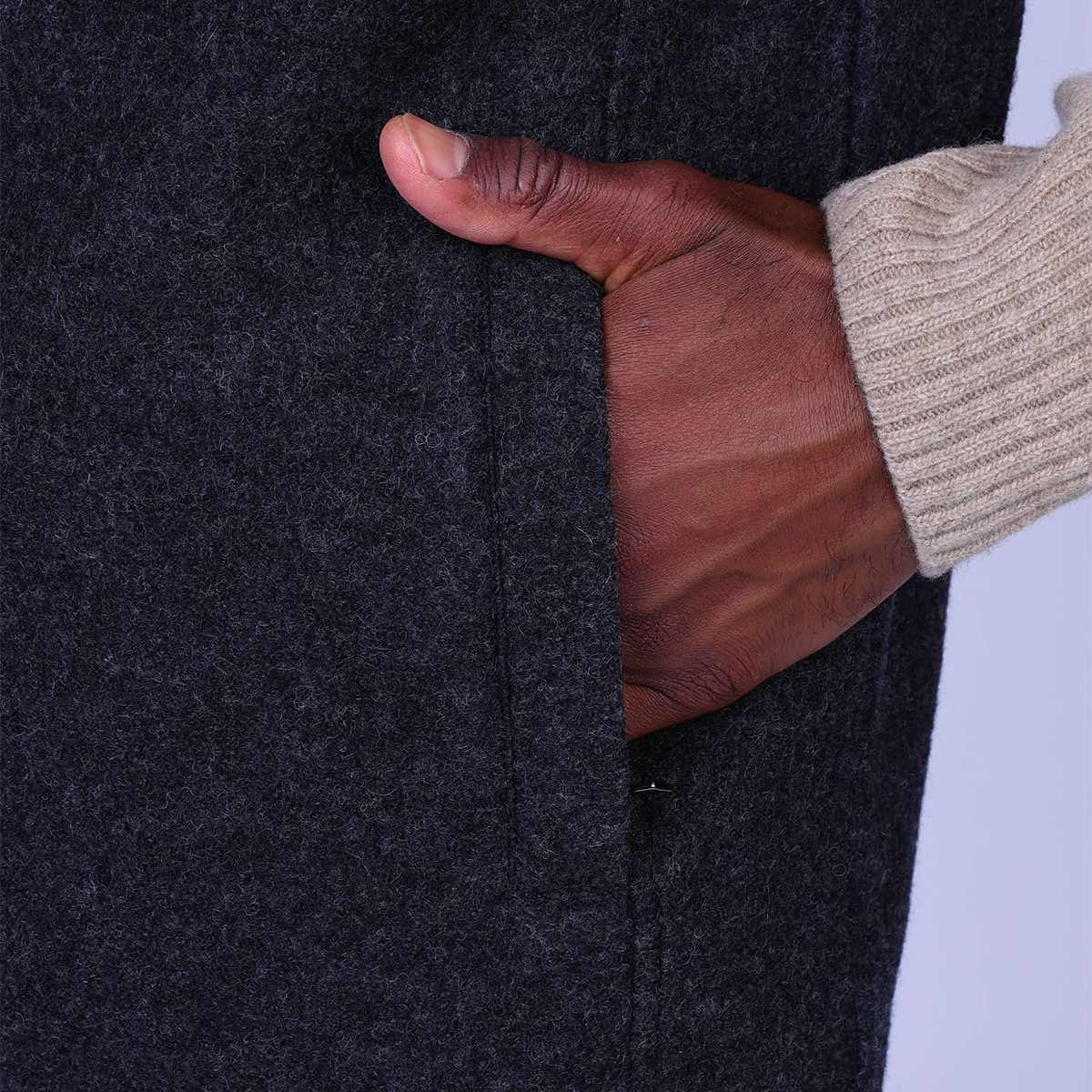 Gilet sans manches en laine anthracite, MISE AU GREEN