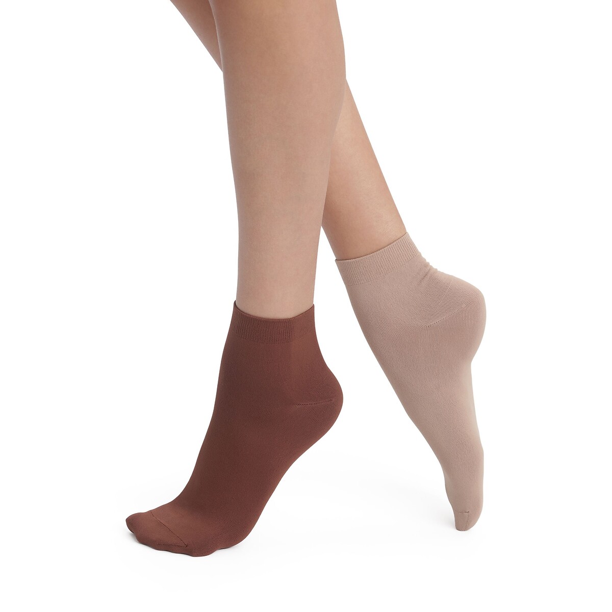 Lot de 2 paires de socquettes SKIN taupe / cappuccino, DIM