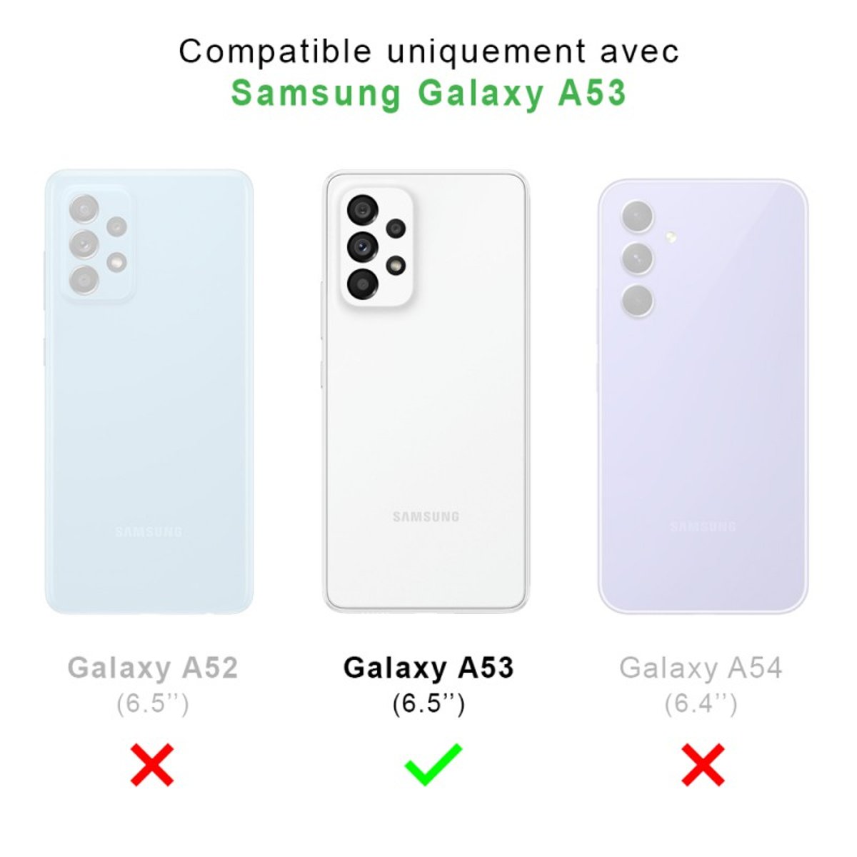 Coque Galaxy A53 antichoc + 2 vitres transparent, EVETANE