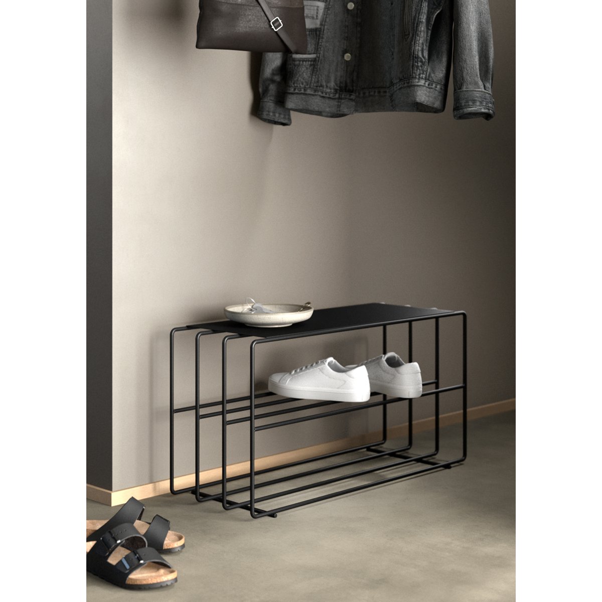 Etagère à chaussures tôle et acier NEVA noir, METALLBUDE