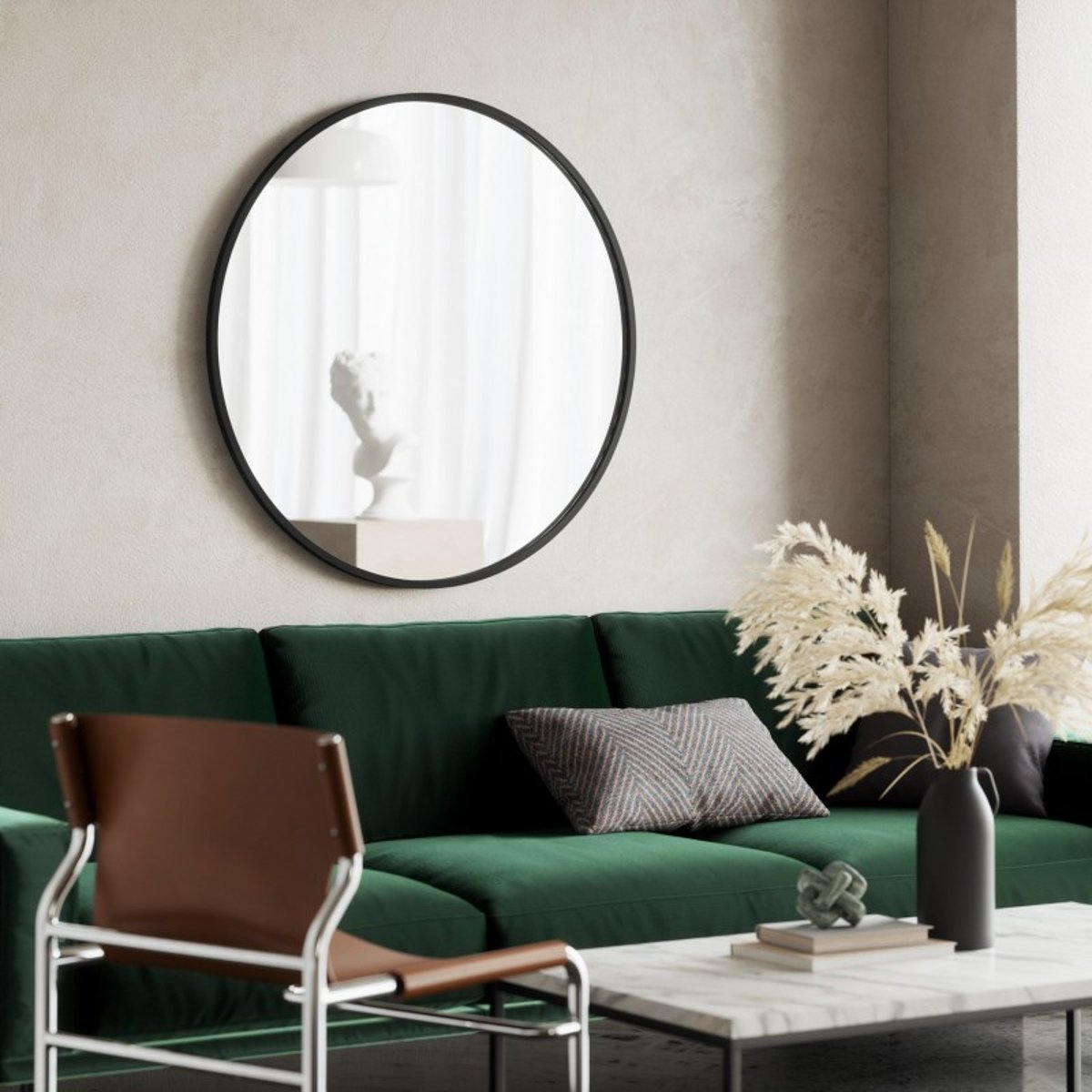 Grand miroir caoutchouc  HUB noir, UMBRA