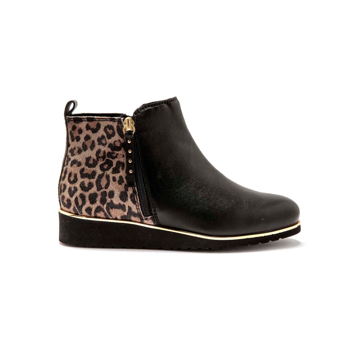 Boots avec double glissière noir/imp. reptile, PEDICONFORT