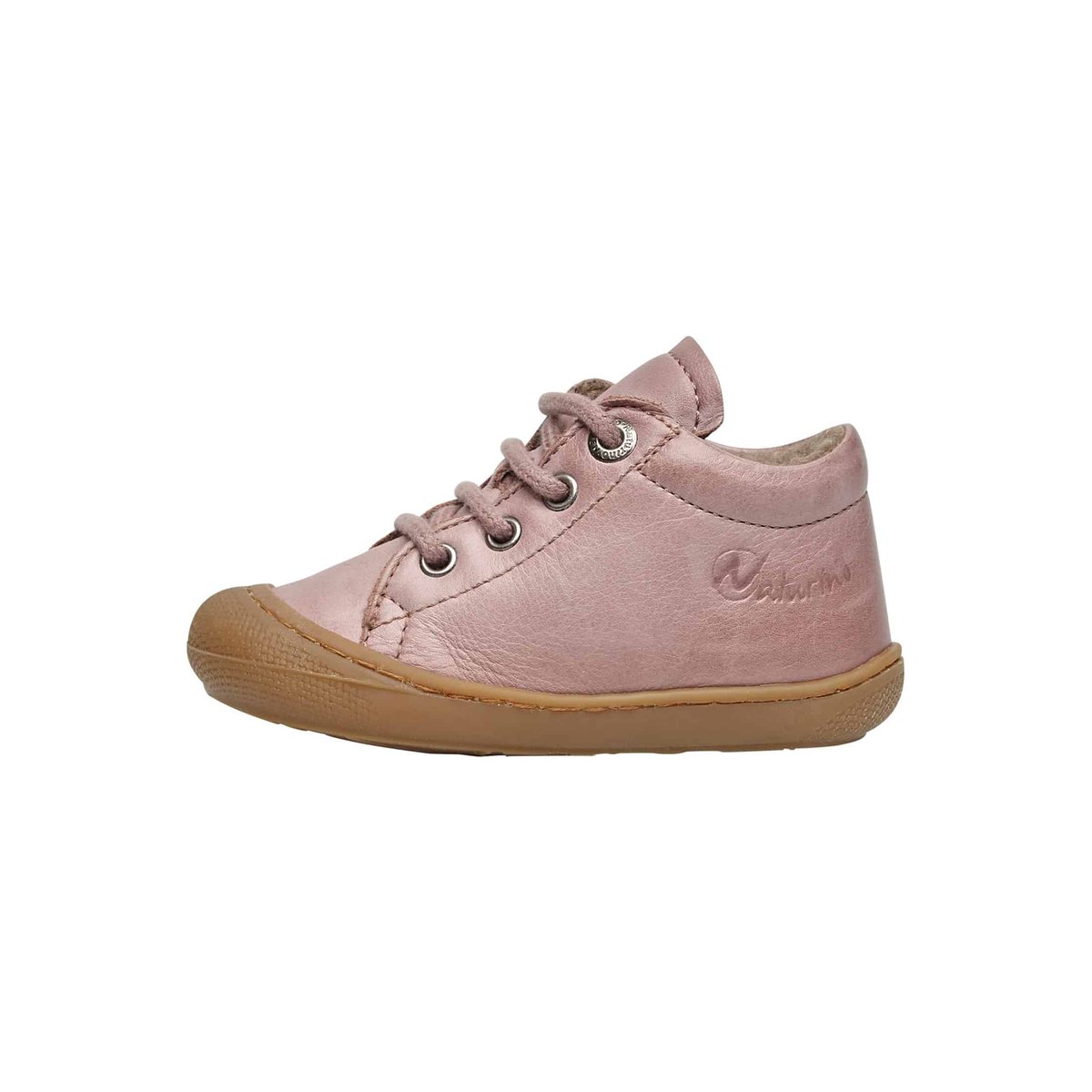 Chaussures Premiers Pas En Nappa, Doublés En Laine Cocoon rose antique, NATURINO