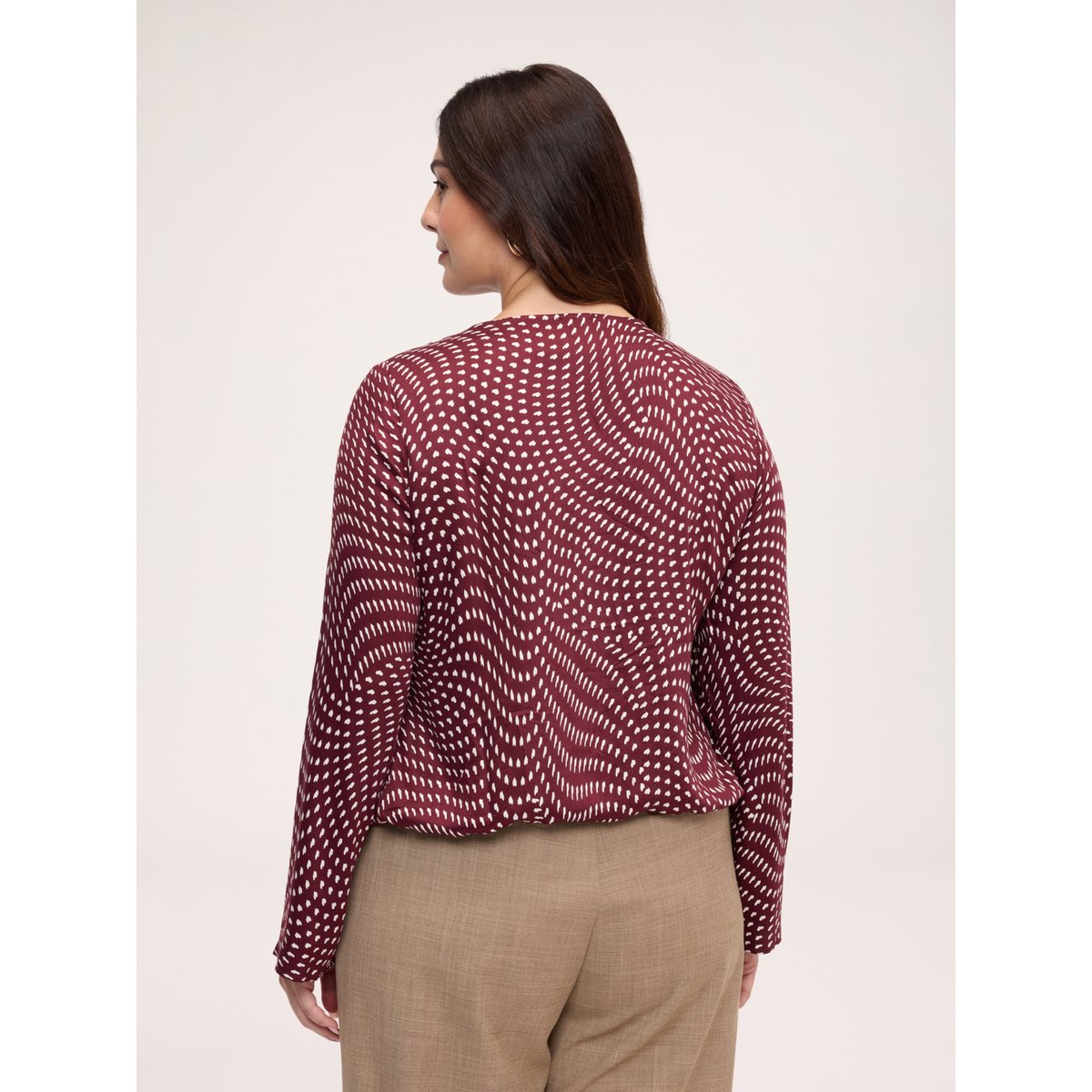 Blouse avec imprimé petits cœurs marron, FIORELLA RUBINO