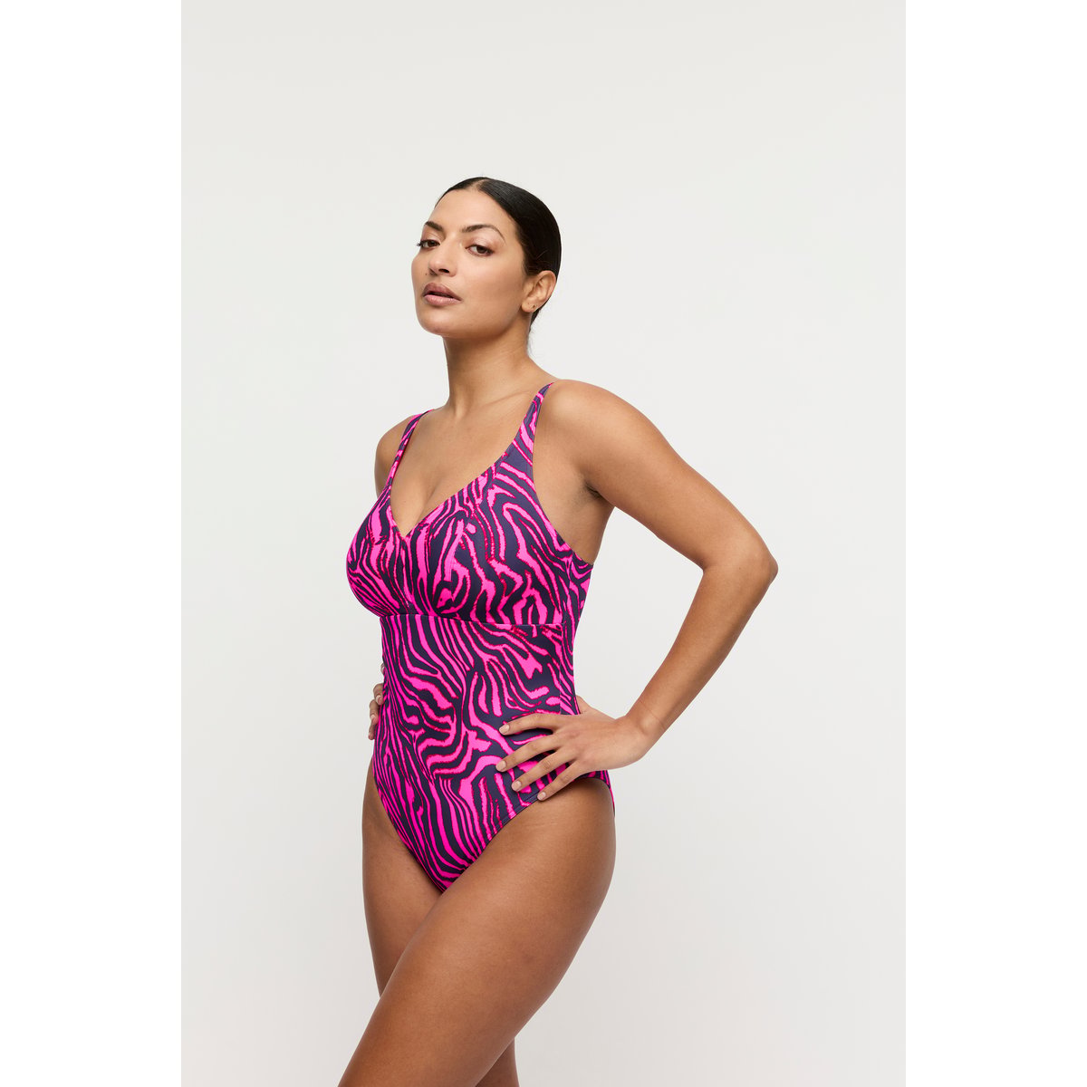Maillot sans arm. plongeant MALABO rose - hot pink zebra, PRIMADONNA