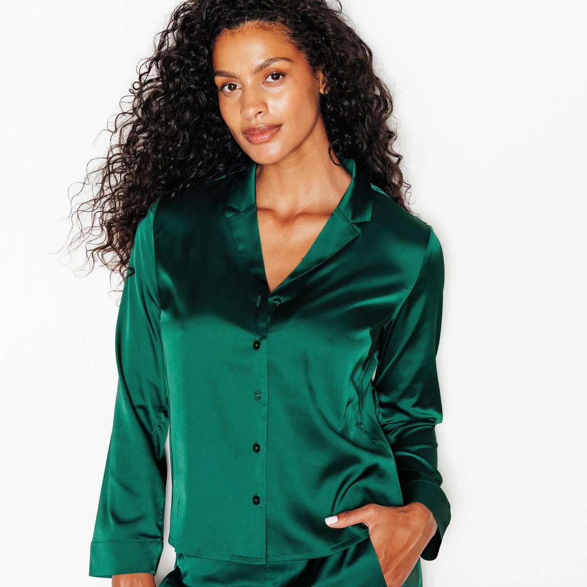 Chemise dentelle dos INOUIE vert, ROUGEGORGE LINGERIE