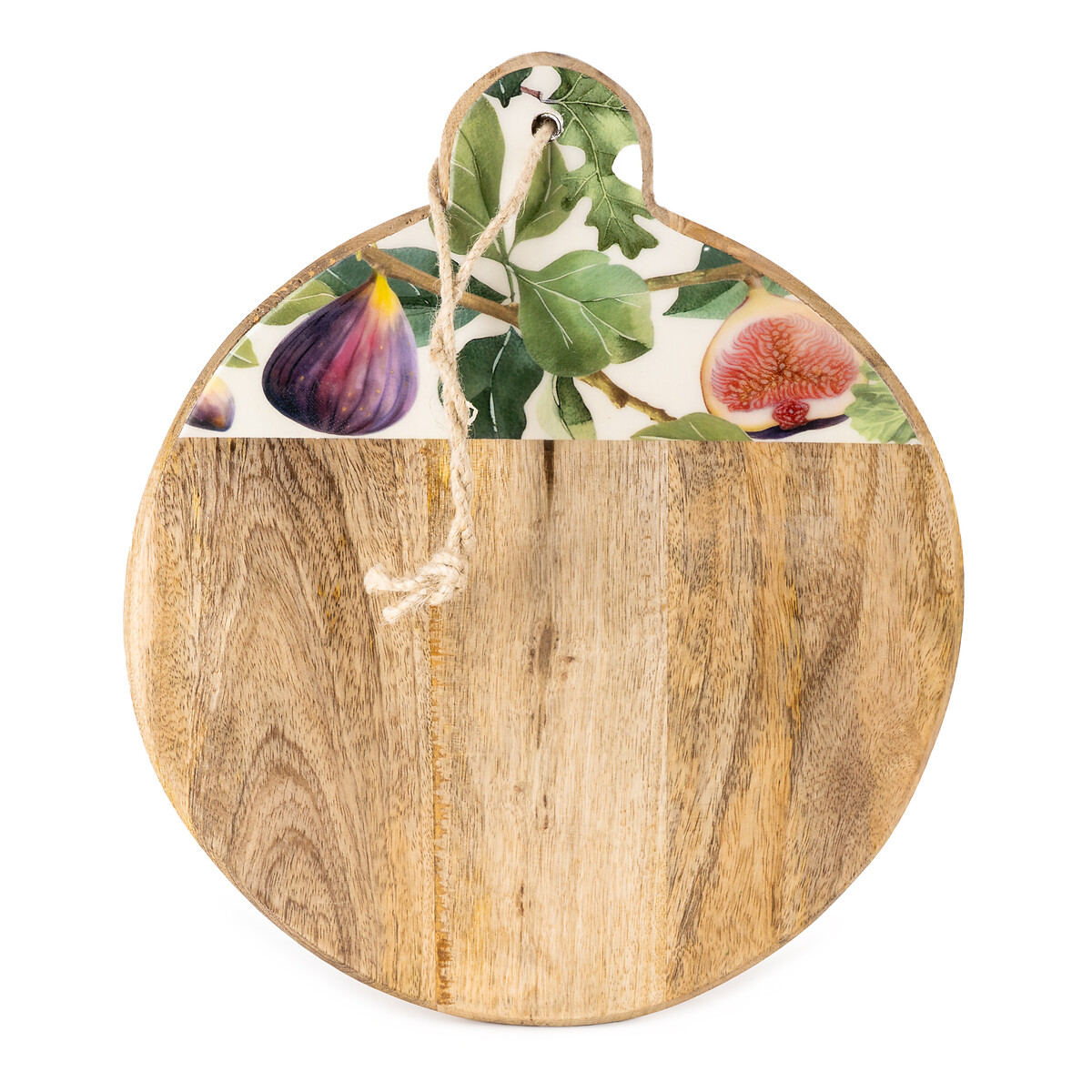 32cm 'Figs' Round Chopping Board in Mango Wood purple, SO'HOME