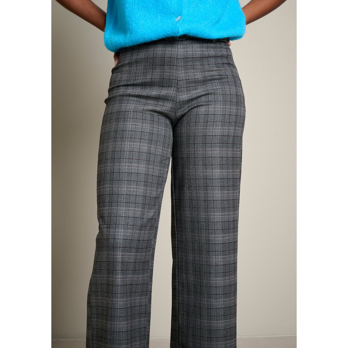 Pantalon droit à carreaux brun fonce chocolate, LOLALIZA
