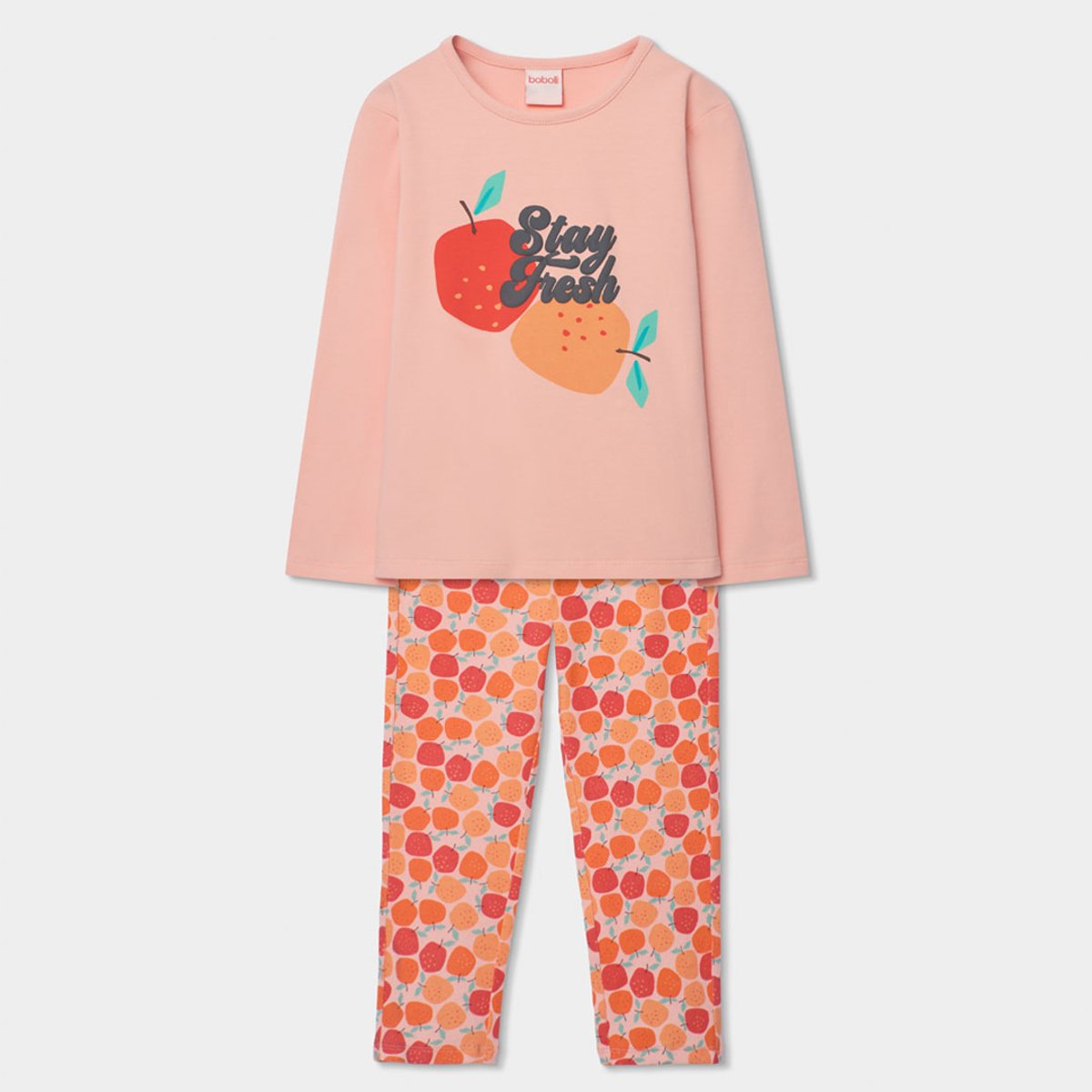 Pyjama fille mancs longues imprimé orange, BOBOLI