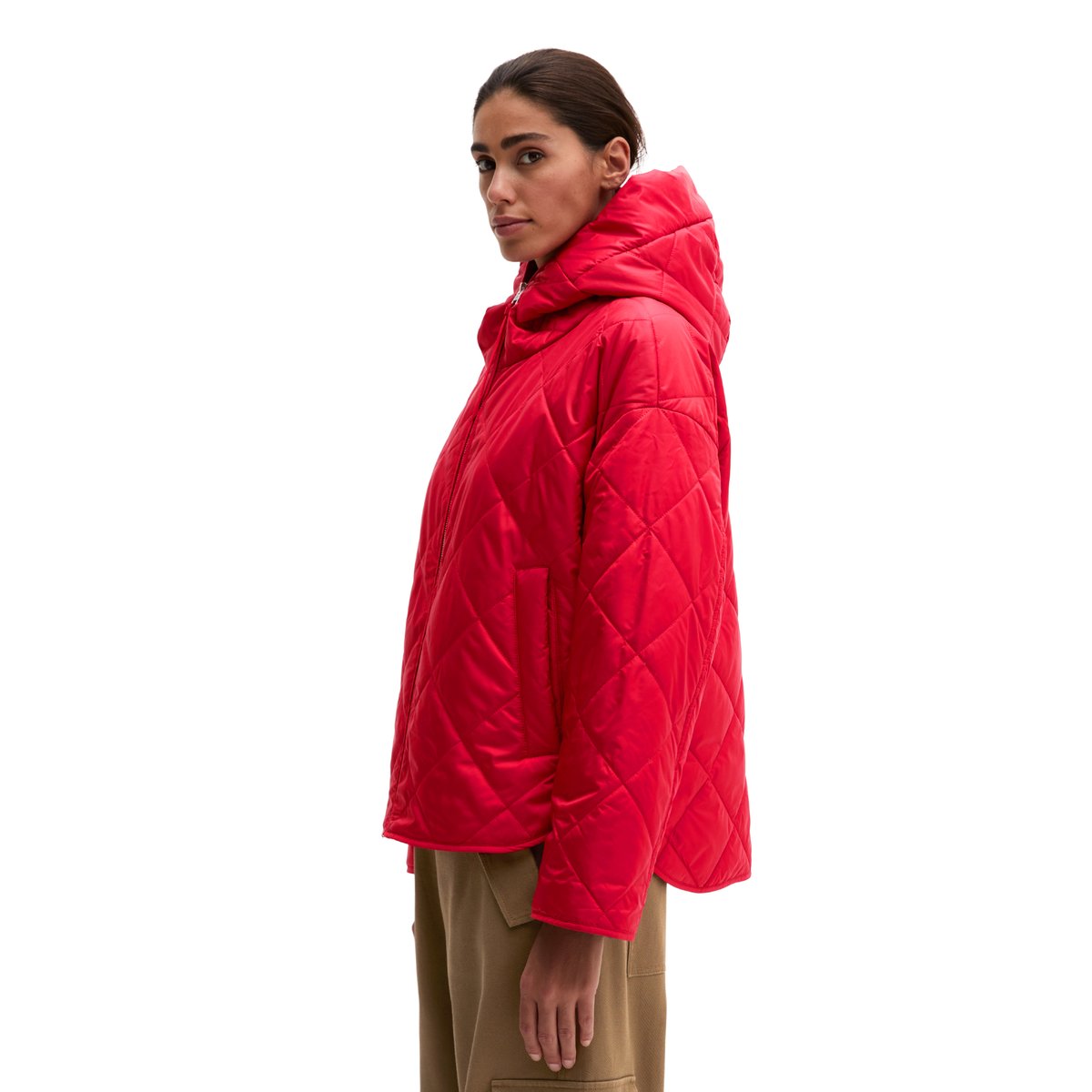Veste matelassée à capuche, coupe décontractée en polyester recyclé rouge, MARC O'POLO