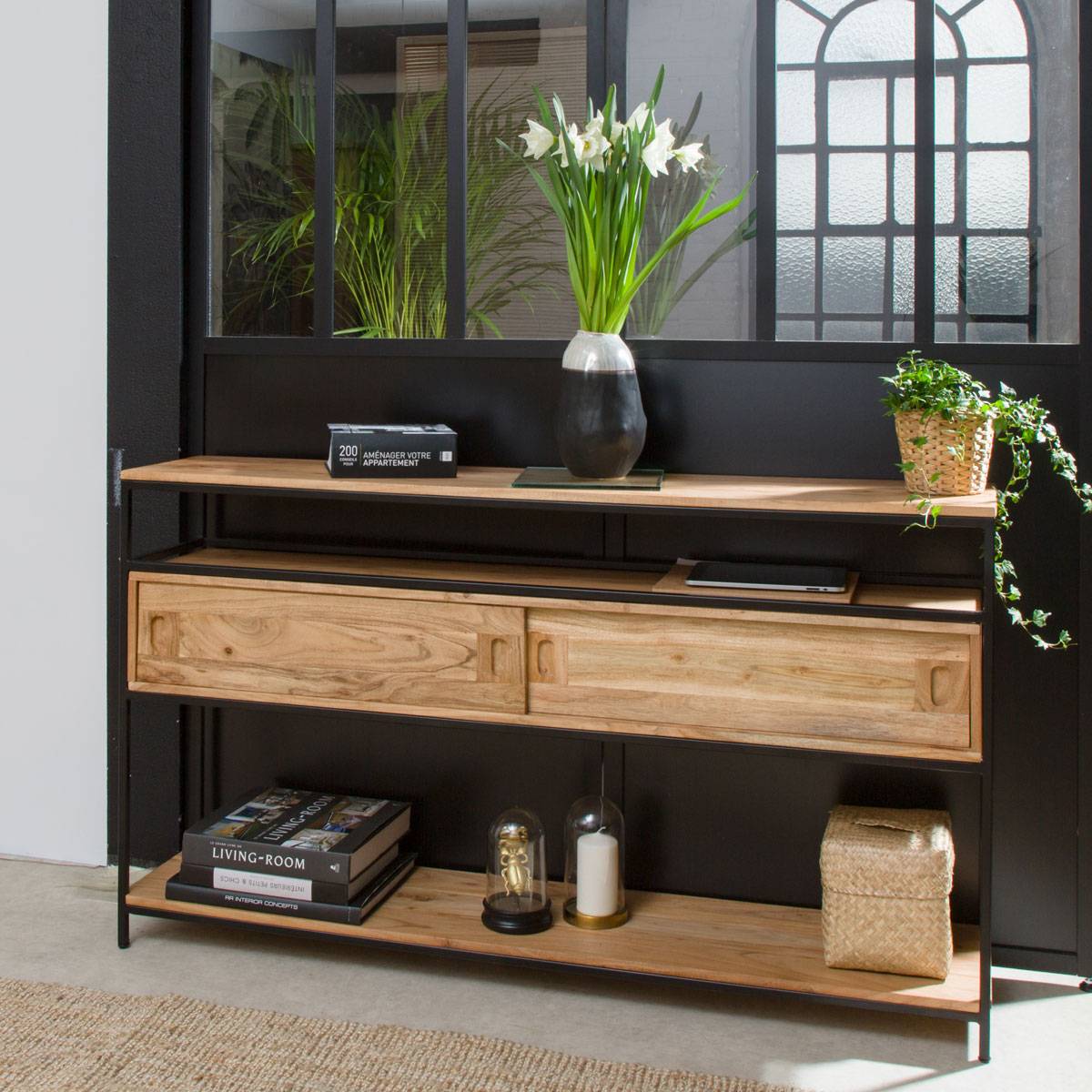 Console en bois d'acacia MONTRÉAL bois clair, MADE IN MEUBLES