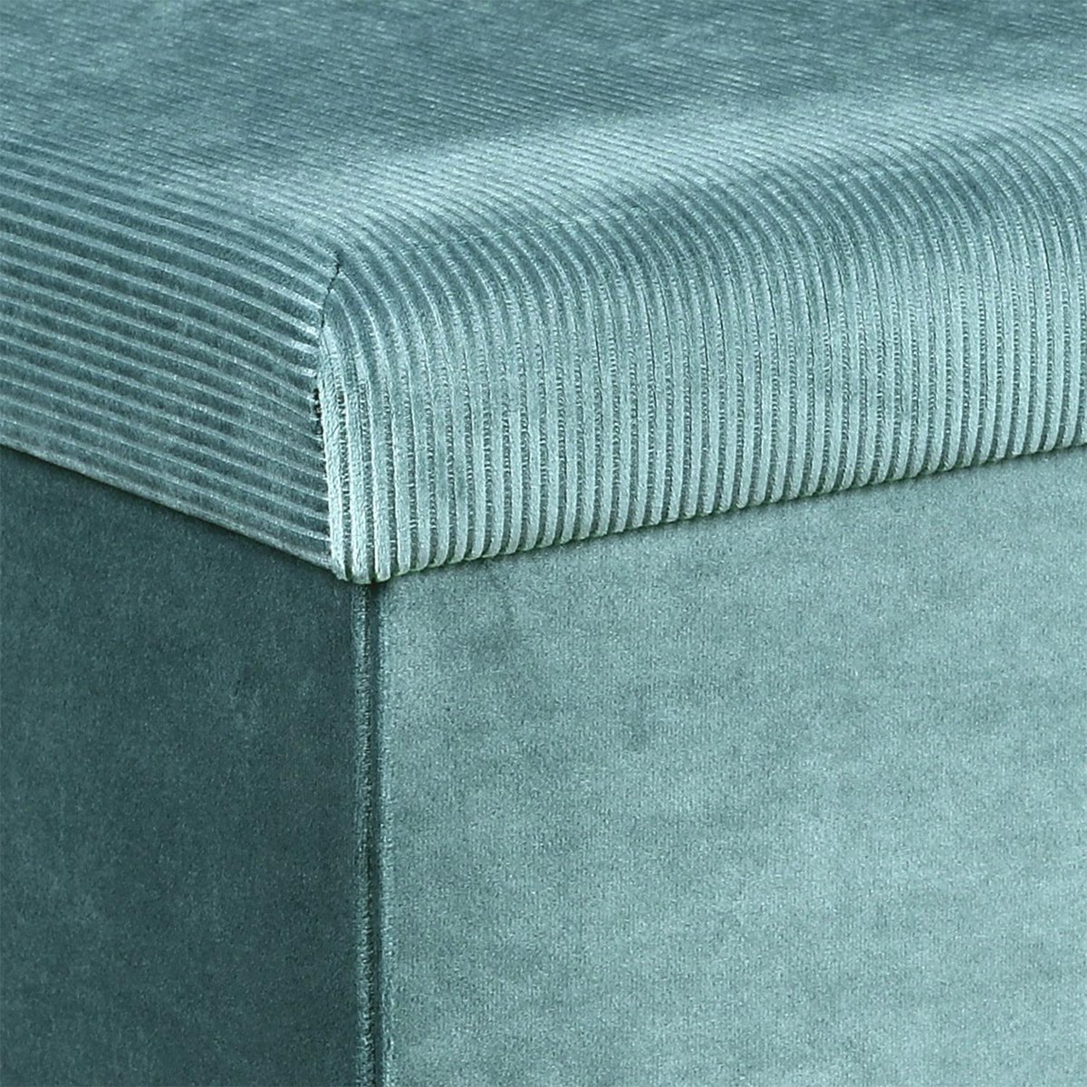 Banc coffre de rangement pliable en velours côtelé GIULIA bleu, EDEN