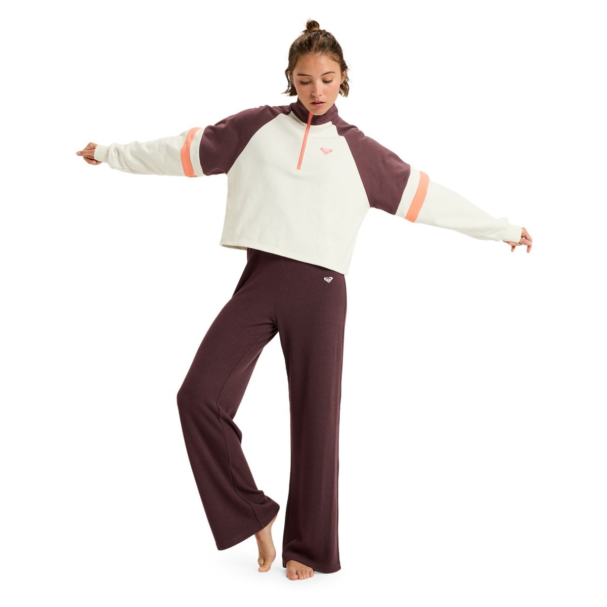 Polaire de sport ESSENTIAL ENERGY BOXY HALF ZIP. blanc whisper white, ROXY