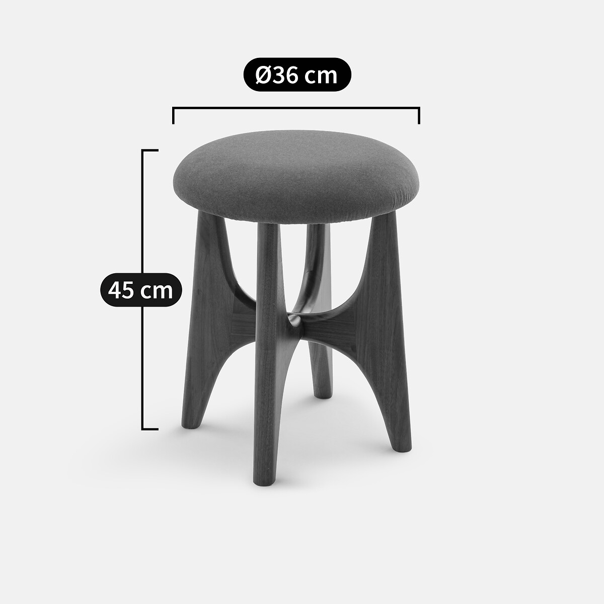 Tabouret rembourré en noyer massif, Malvita ambre, LA REDOUTE INTERIEURS