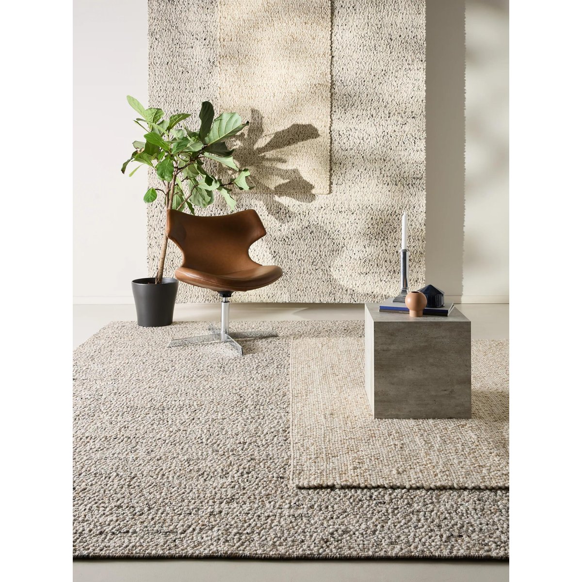 Tapis de couloir en laine tissé main PATCH marron, BENUTA