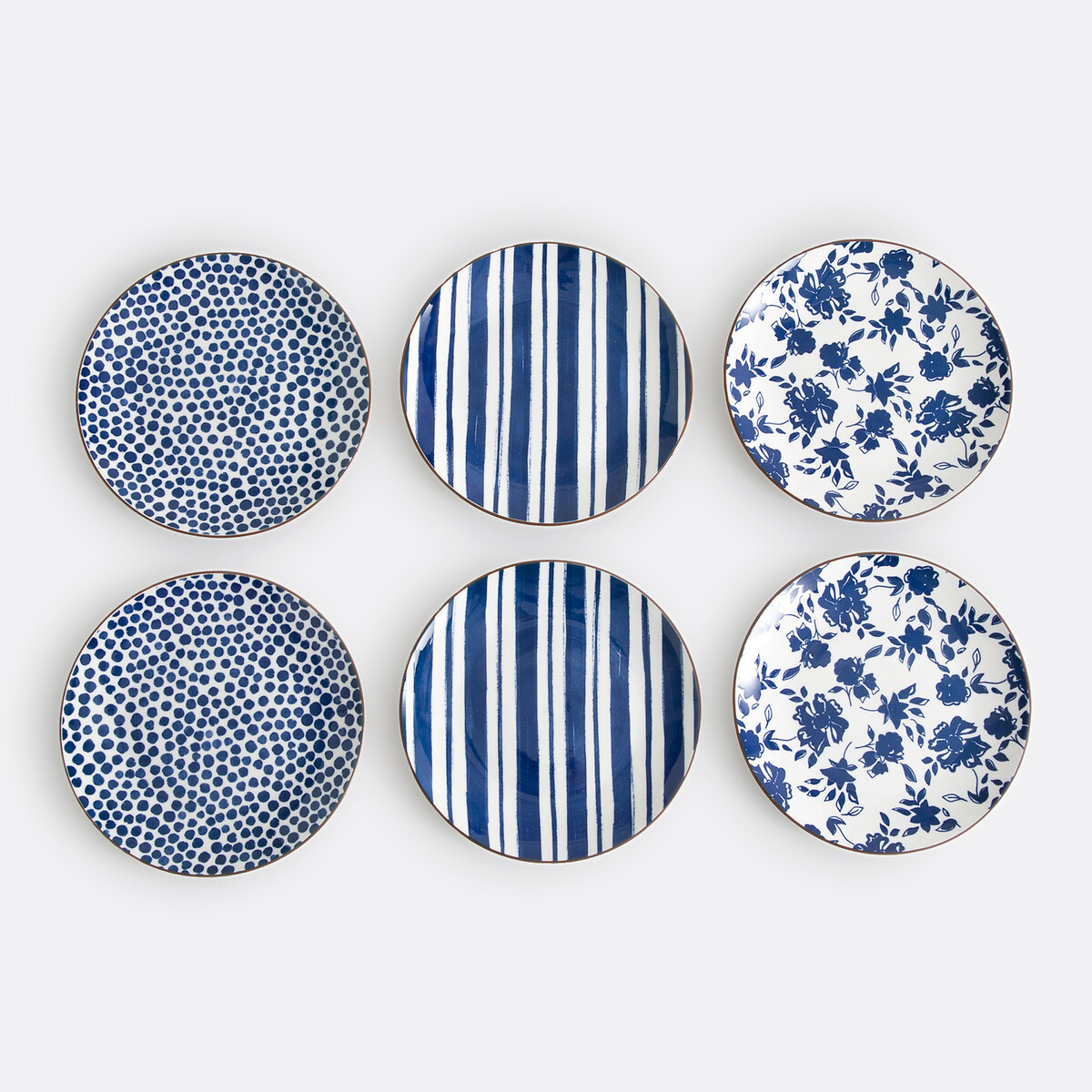 Service de 18 assiettes en porcelaine, Sienna bleu/blanc, LA REDOUTE INTERIEURS
