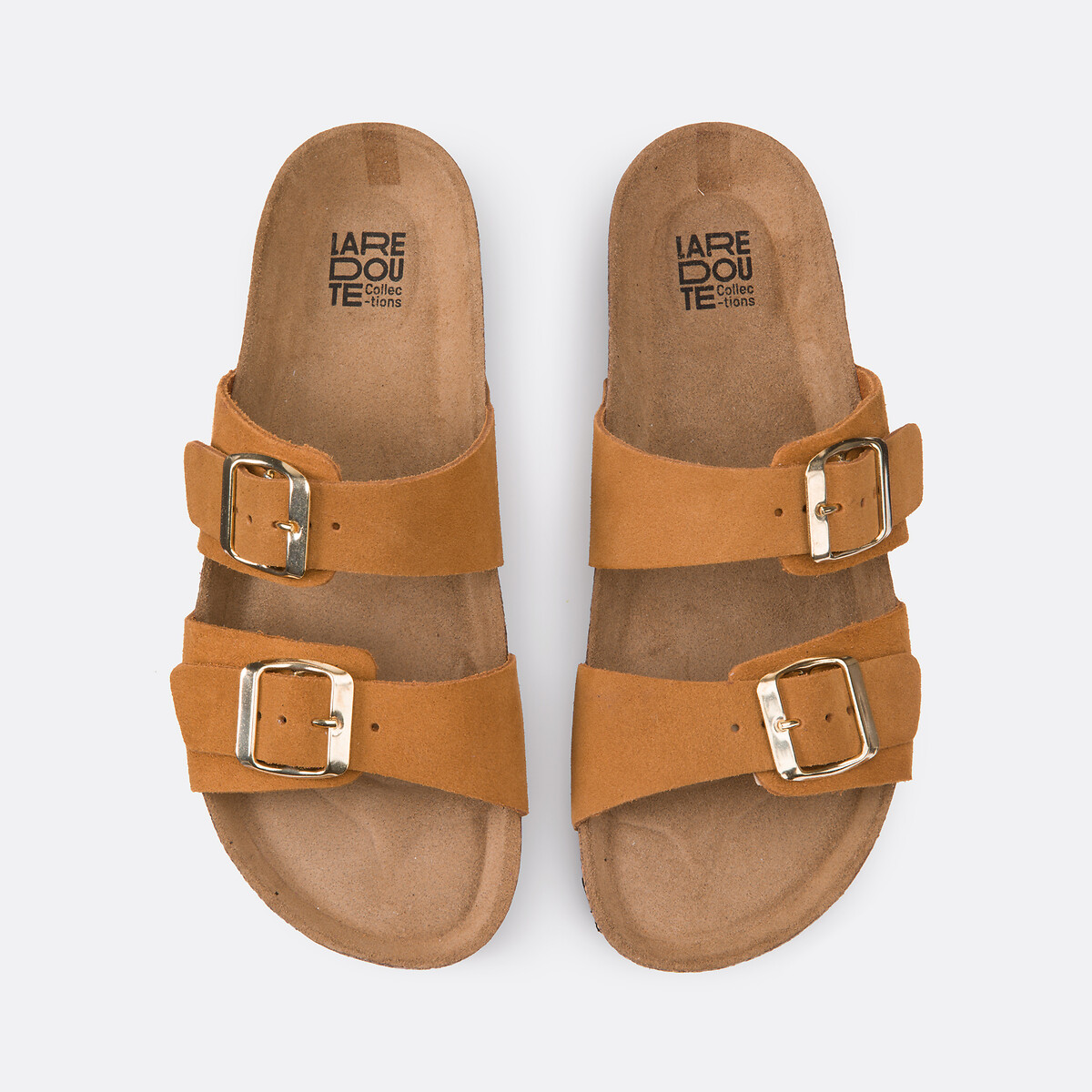 Muiltjes in suèdeleer met dubbele gespen camel, LA REDOUTE COLLECTIONS
