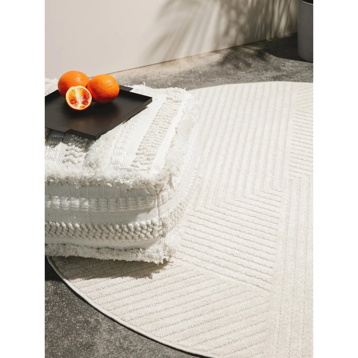 Tapis d'extérieur & intérieur rond MARS crème, BENUTA