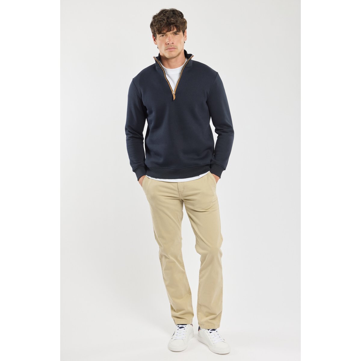 Sweat camionneur molleton en coton amiral, GUY DE BERAC