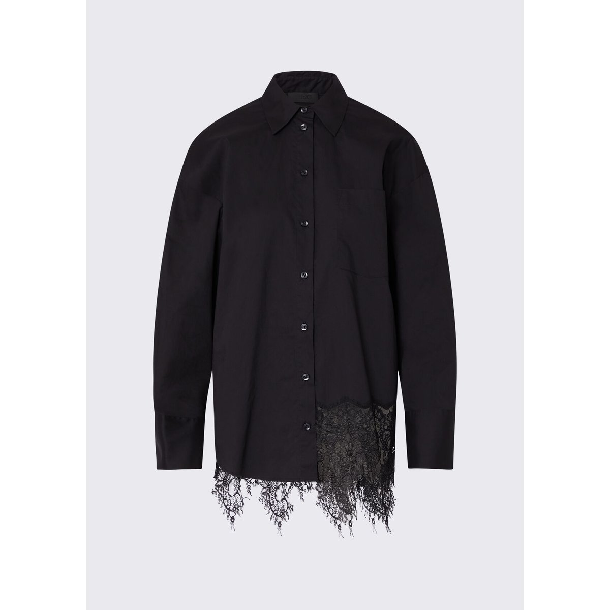 Chemise en popeline avec dentelle noir, LIU JO