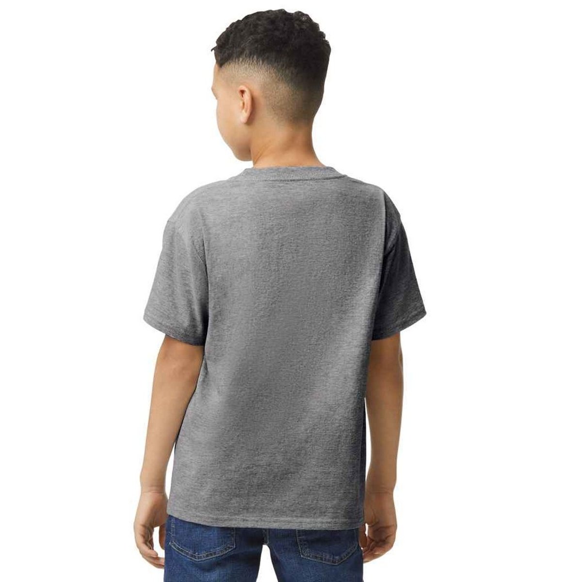 T-shirt uni manches courtes SOFTSTYLE gris foncé chiné, GILDAN