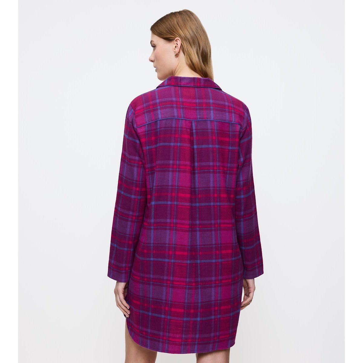 Boyfriend Nightshirt blue checked/burgundy, TRIUMPH