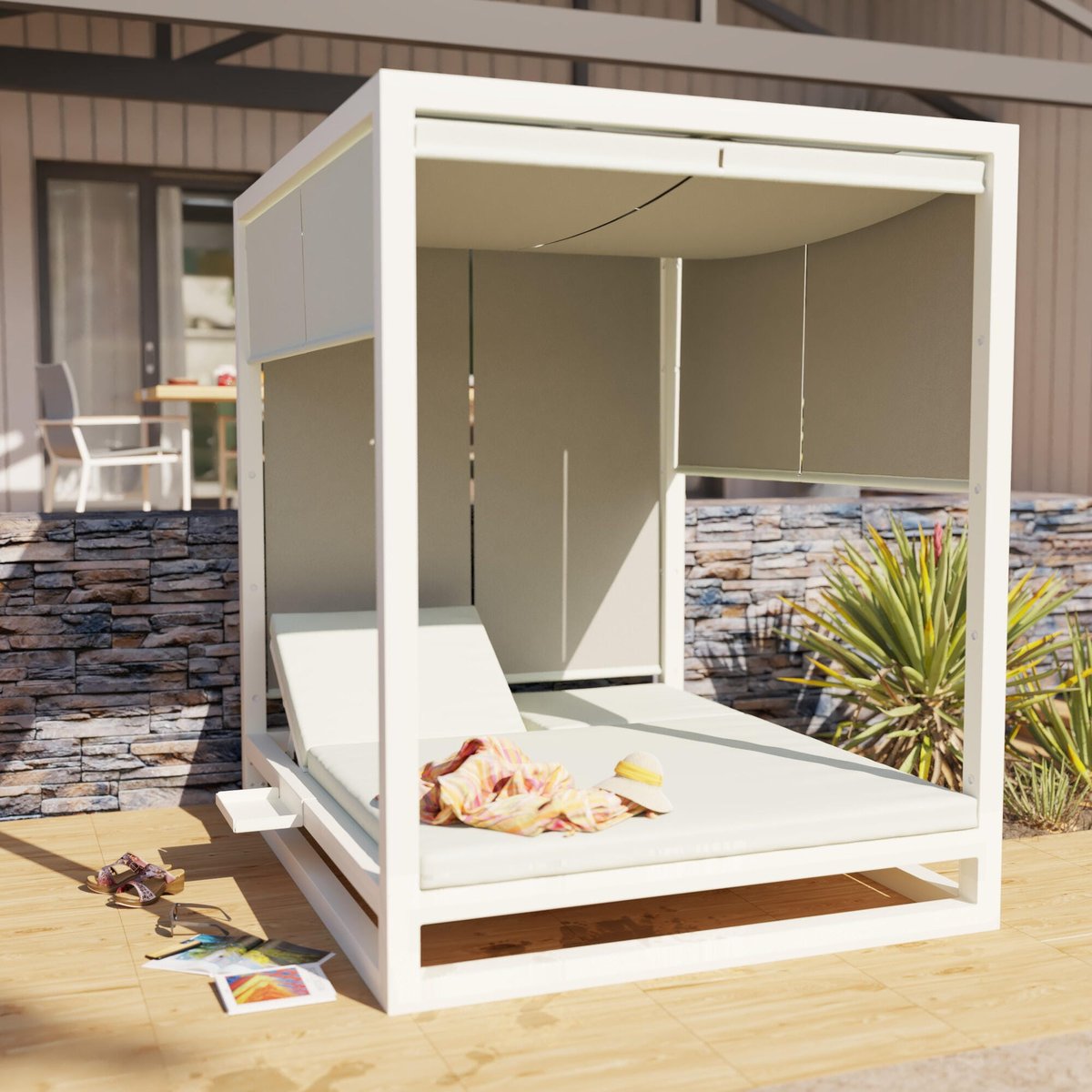 Bain de soleil double en aluminium, MORPHEUS blanc, NATERIAL