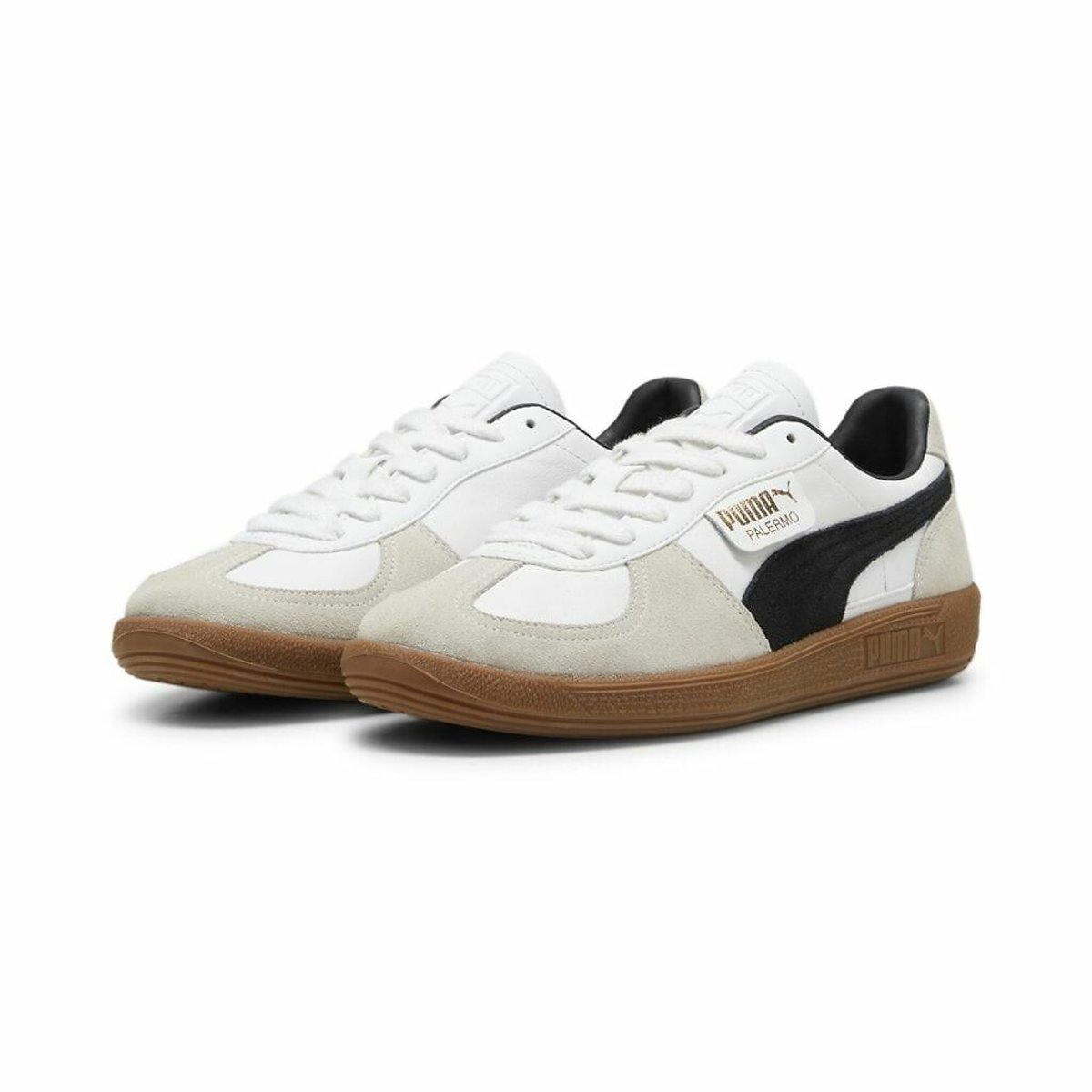 Baskets cuir Palermo blanc/noir/gris, PUMA
