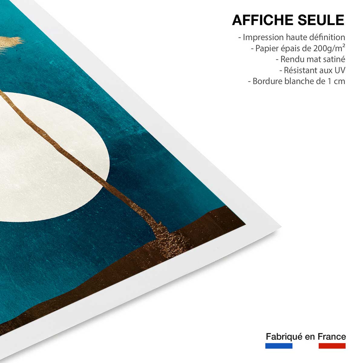 Poster cocotier sur fond bleu affiche seule, HEXOA