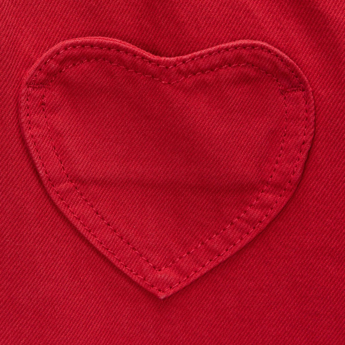Pantalon uni avec poche coeur en coton goyave, MONOPRIX