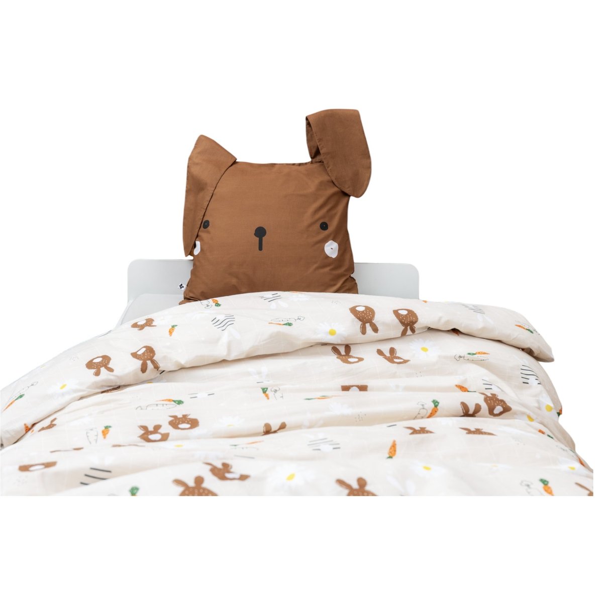 Housse de couette + taie Pompon le petit lapin beige, EDEN