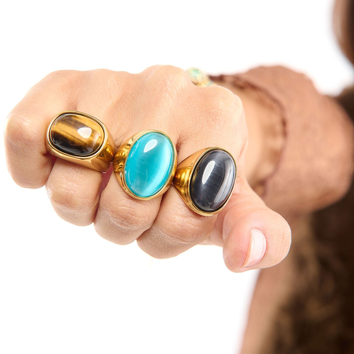 Bague chevalière avec cabochon CESSIA ambre, HIPANEMA
