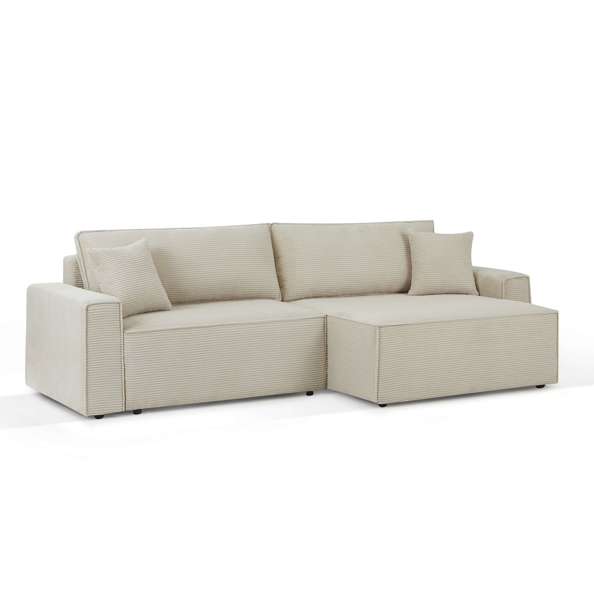 Canapé d'angle convertible velours ZOLA beige, BAÏTA