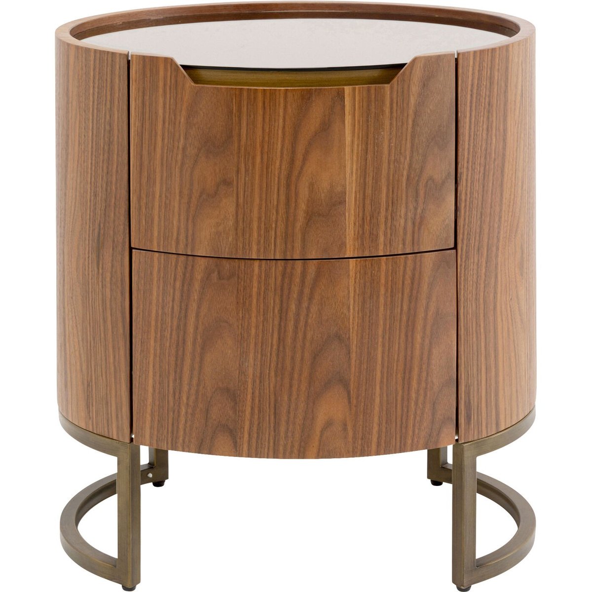 Chevet 2 tiroirs en noyer et verre, GIORGIO marron, KARE DESIGN