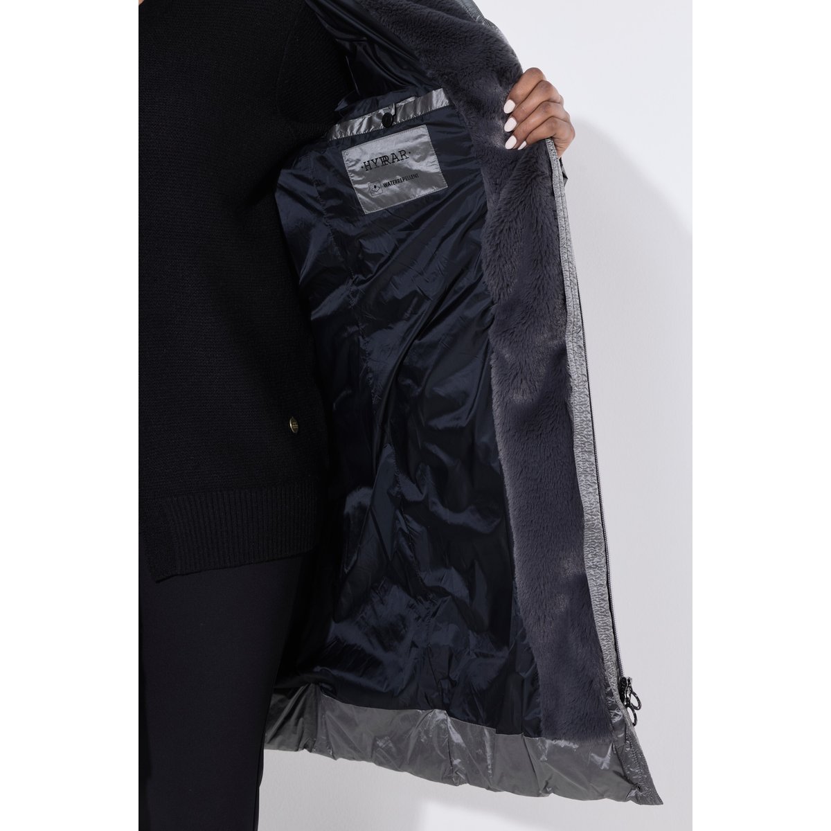 Manteau matelassé HYPAR, effet métallisé anthracite, ULLA POPKEN