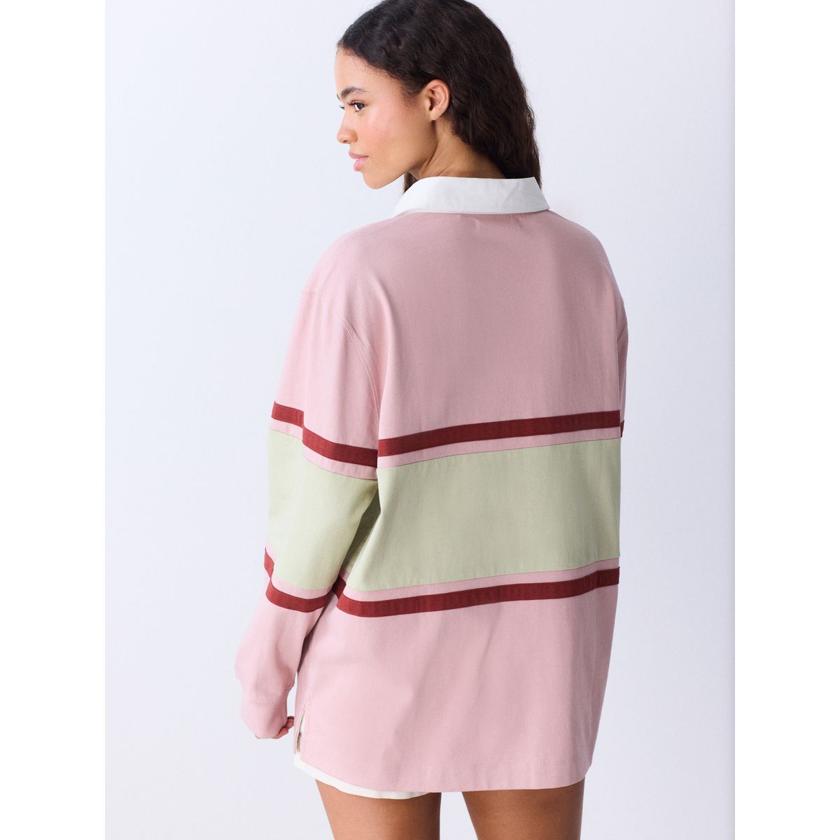 Polo rugby manches longues broderie rose, NEXT