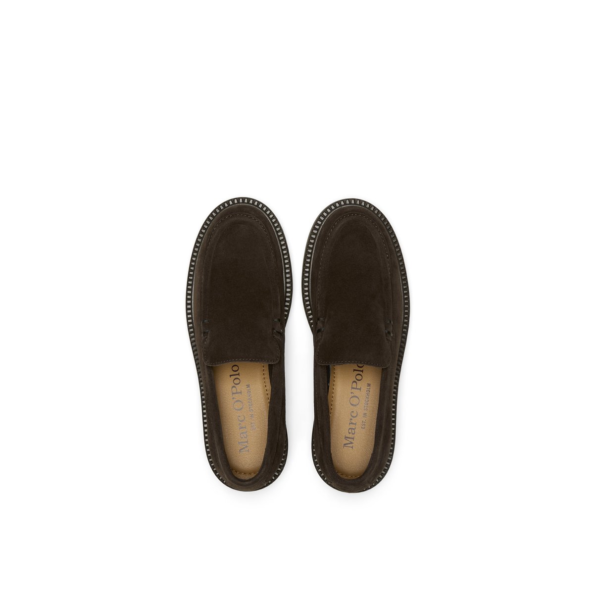 Mocassins modèle Perla en cuir velours souple marron foncé, MARC O'POLO