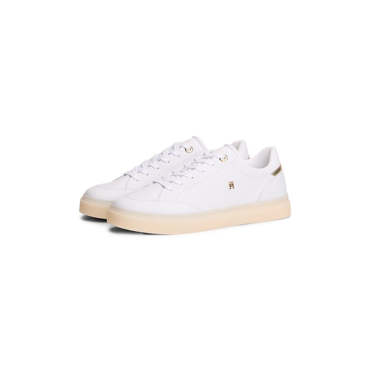 Chic Elevated Leather Trainers white, TOMMY JEANS