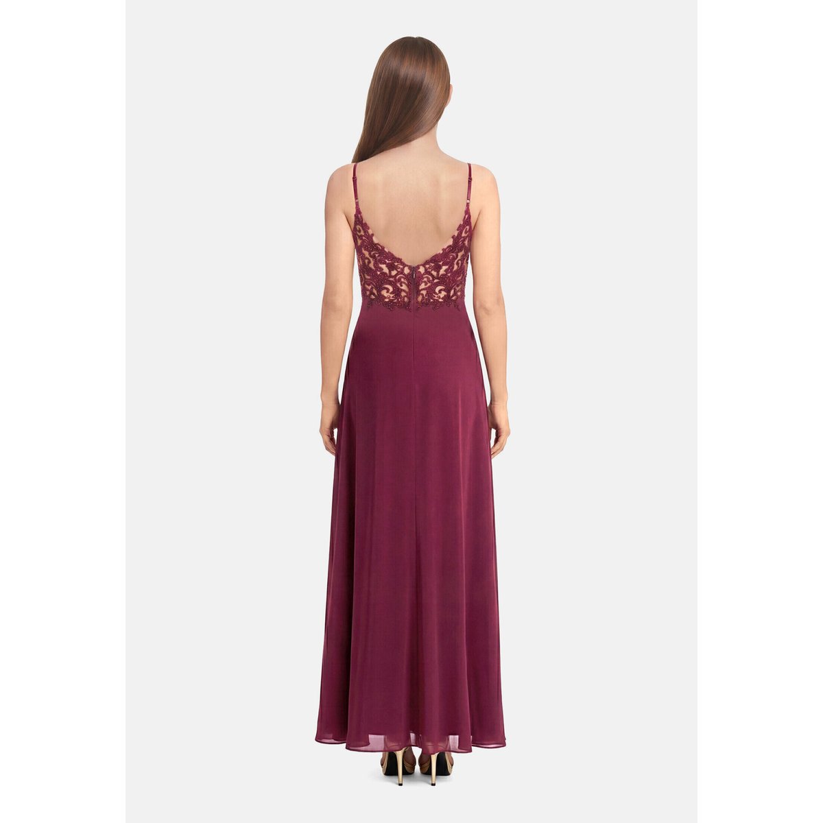 Robe de soirée à broderies prune wine, VERA MONT