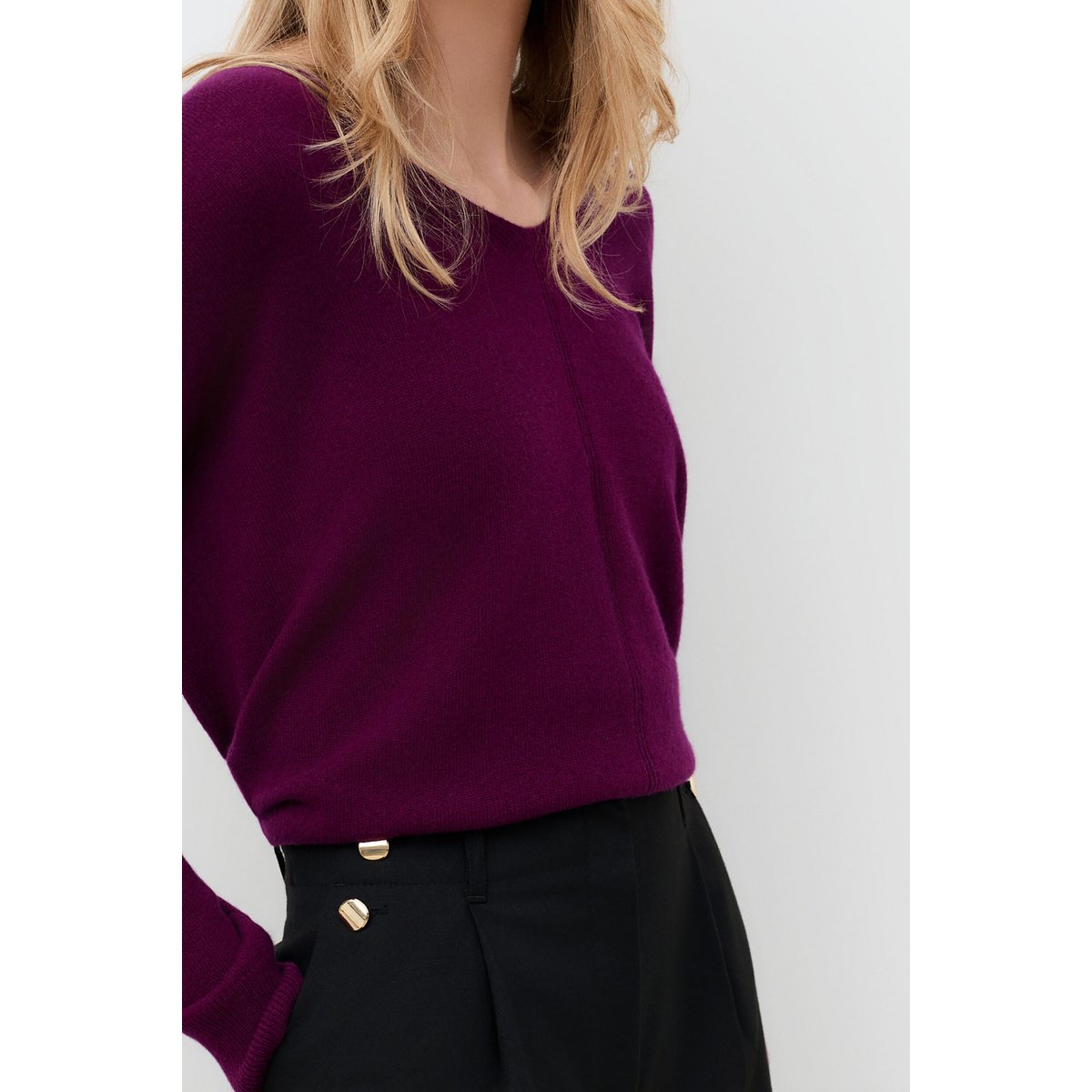 Pantalon droit taille haute POLYGONE noir, CAROLL