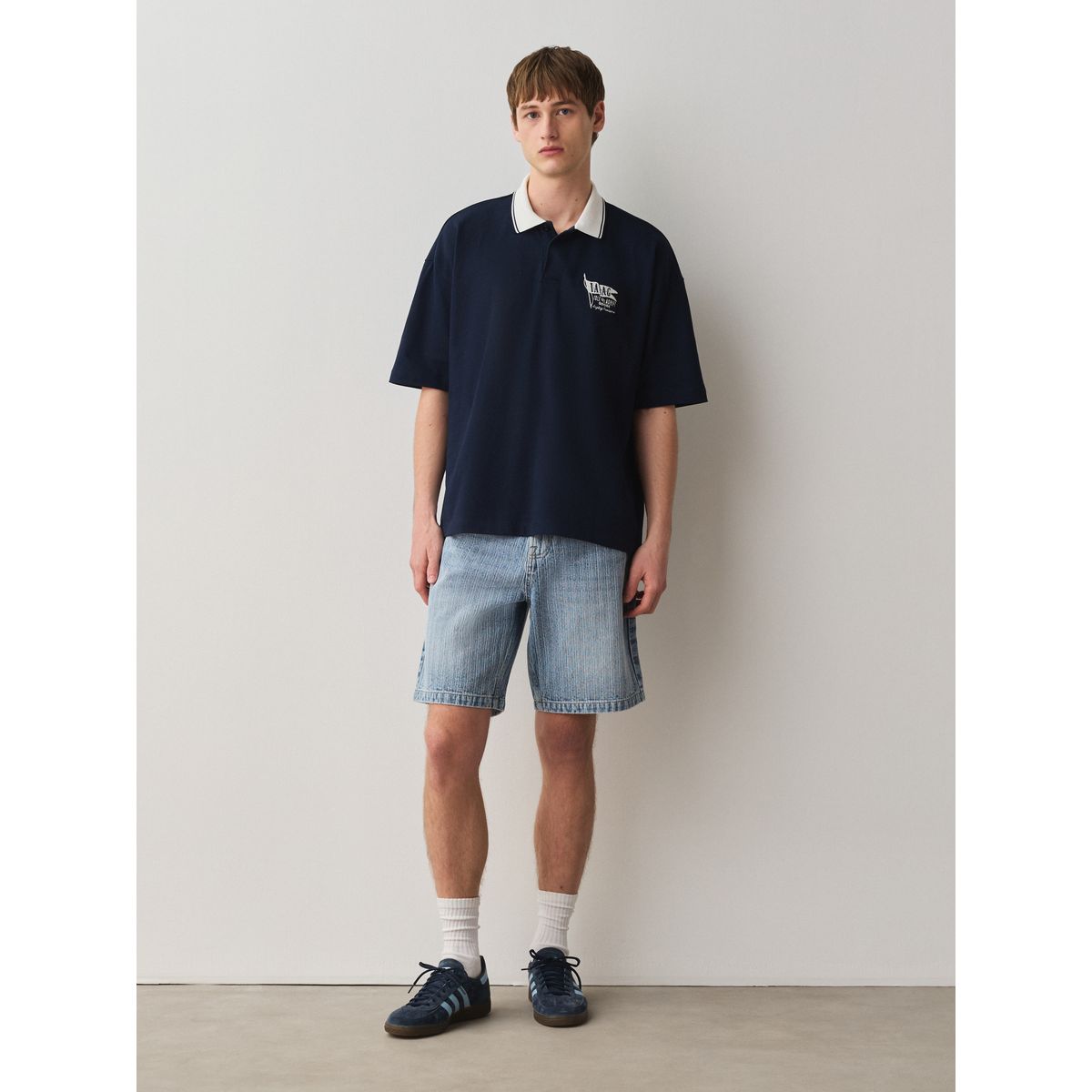 Short en denim rayé bleu, NEXT