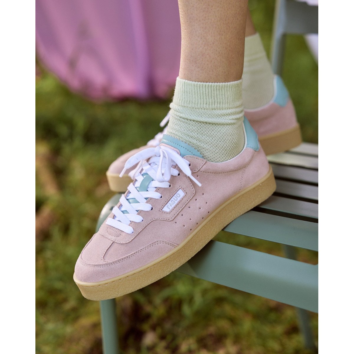 Baskets basses suede LUMBO rose grisé, FAGUO
